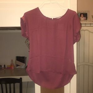plum chiffon short sleeve shirt